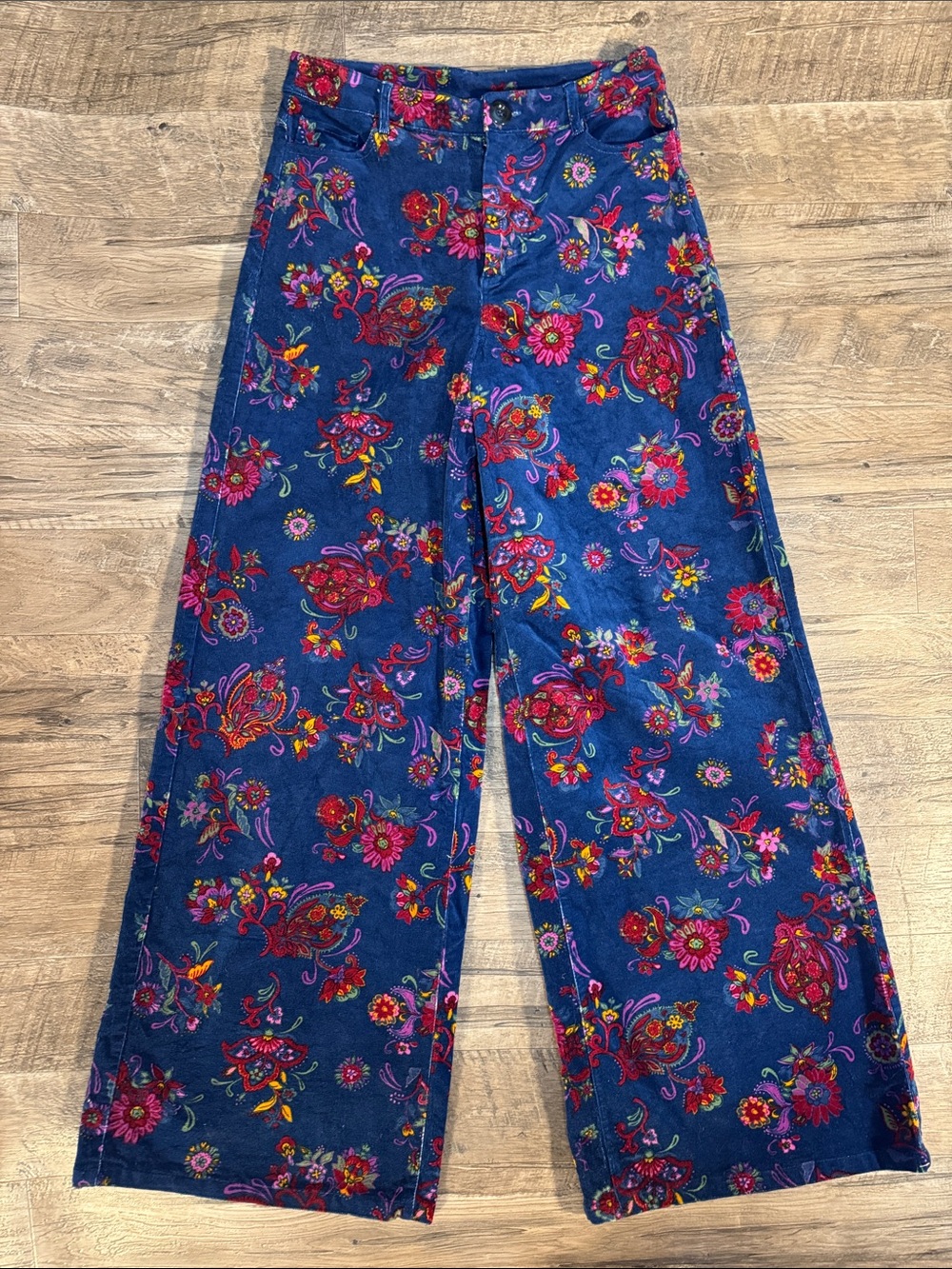 ModCloth Navy Floral Pants with Paisley Multicolor Blooms - Size 6